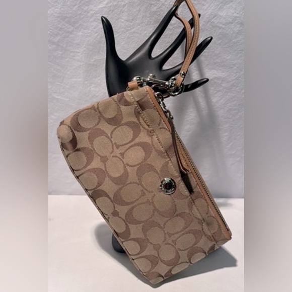 Coach Handbags - Coach Signature Brown Wristlet